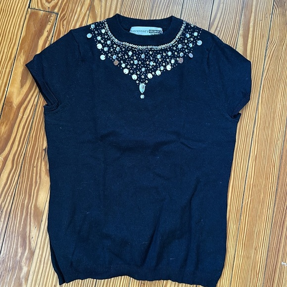 Black short sleeve needed sweater by Necessary Objects. Size small. - Picture 2 of 5